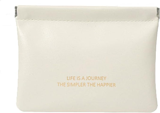 Small Makeup Bag for Purse, Mini Self-closing Cosmetic Bags for Women, Coin Purse Multifunctional Travel Makeup Pouch Organizer for Lipsticks Cosmetic Accessories Jewelry Headphones, White