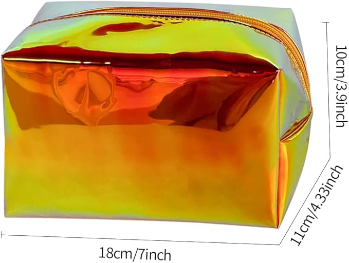 ONEART Holographic Iridescent Cosmetic Bag,Travel Toiletry Pouch,Colorful Beauty Case with Zipper for Women,Clear Makeup Bag for Travel Women Girls