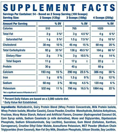Ronnie Coleman Signature Series King Mass XL Mass Gainer Protein Powder, Muscle Gainer, 60g Protein, 180g Carbohydrates, 1,000+ Calories, Creatine and Glutamine, Strawberry Milkshake, 20 Pound