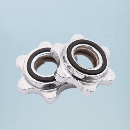Garneck 2pcs Standard Barbell Spin-Lock Collars Screw Clamps 1 inch(Silver)