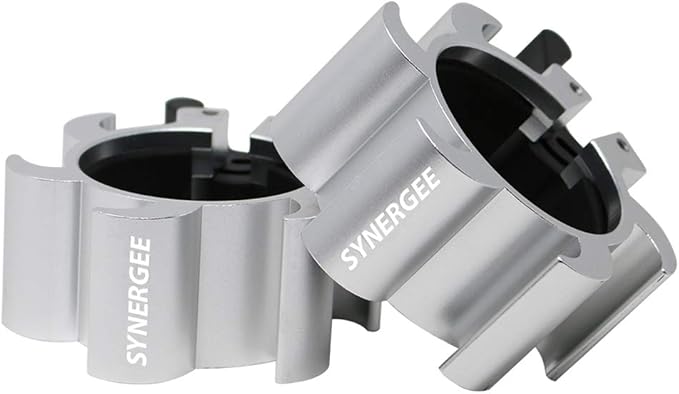 Synergee Silver Aluminium Barbell Collars – Locking 2"