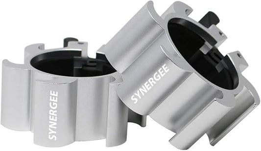 Synergee Silver Aluminium Barbell Collars – Locking 2"