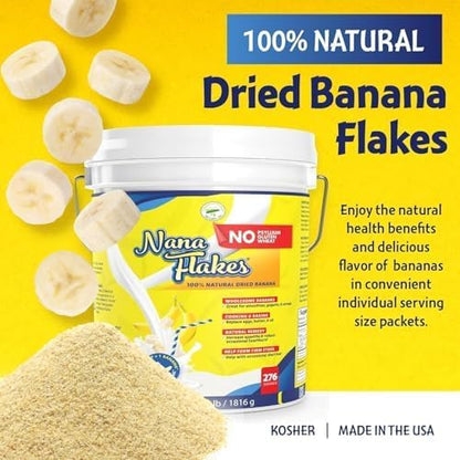 Nana Flakes 100% Pure Banana Flakes Medical Food Powder - Decrease Fat Intake & Natural Remedy for Diarrhea & Heart Burn - Great Source of Protein & Fiber (Banana, Four Pound Tub)
