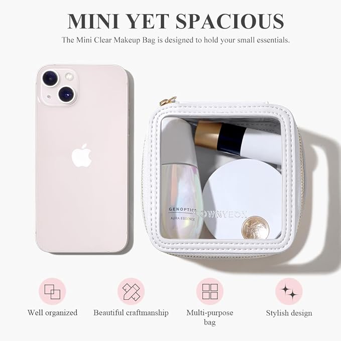 ROWNYEON Clear Makeup Case Toiletry Bag Multipurpose Travel Makeup Train Case Portable Cosmetic Organizer Transparent Storage Bag