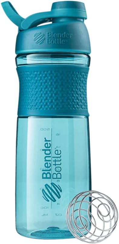 BlenderBottle SportMixer Shaker Bottle Perfect for Protein Shakes and Pre Workout, 28-Ounce, Teal