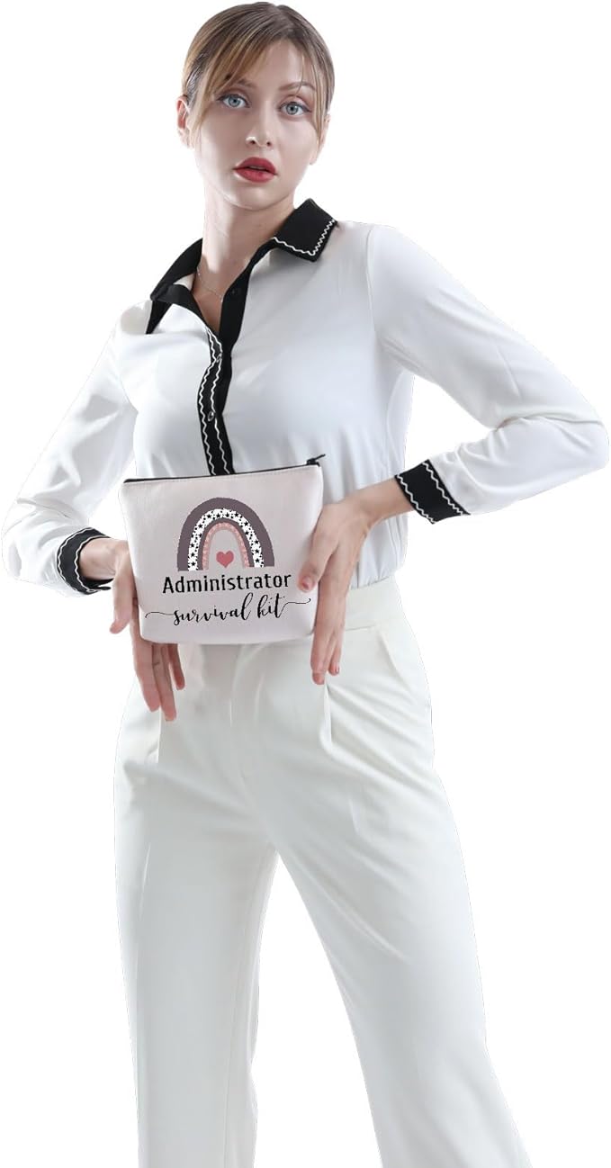 POFULL Admin Gift Office Worker Gift Admin Job Gift Administrator Survival Kit Cosmetic Bag Administrator Appreciation Gift (Administrator bag)