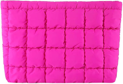 Puffy Quilted Makeup Bag Cosmetic Bags Travel Cute Puffer Solid Toiletry Organizer Pouch Storage Clutch for Women
