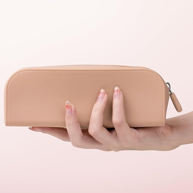 Silicone Makeup Brush Holder Travel Cosmetic Bag, Portable Cosmetic Face Brushes Holder with Zipper, Large Travel Makeup Brush Case
