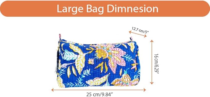 Rastogi Handicrafts Cosmetic Bags Set, 3 Piece Make Up Organizer Bag Storage Bags With Zipper Closure (3, Blue, Design-1)