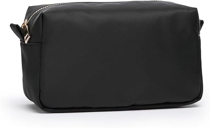 Organizer Bag Lightweight Cosmetic Bag with Ring Clasp Perfect Travel Makeup Bag for Women nylon Stand Up Design (Black/Nylon)