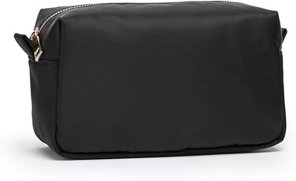 Organizer Bag Lightweight Cosmetic Bag with Ring Clasp Perfect Travel Makeup Bag for Women nylon Stand Up Design (Black/Nylon)