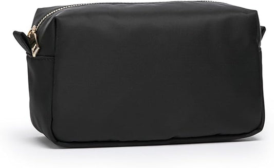 Organizer Bag Lightweight Cosmetic Bag with Ring Clasp Perfect Travel Makeup Bag for Women nylon Stand Up Design (Black/Nylon)