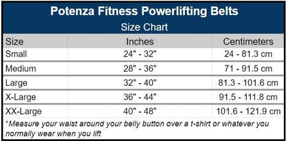 Potenza Fitness Classic Powerlifting Belt 4 inch 10 mm