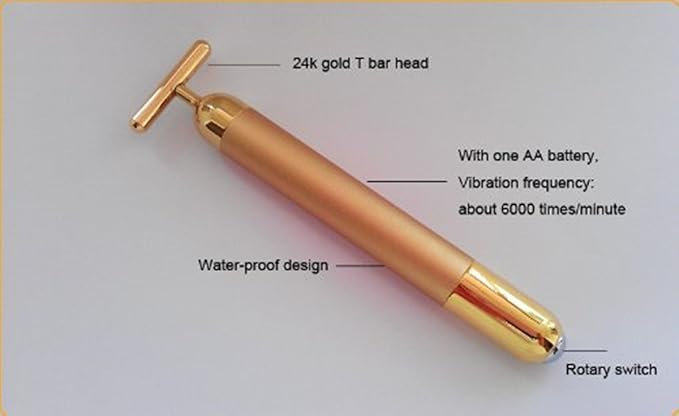 AnHua Beauty Massage 24K Golden Anti-Aging Pulse Skin Care Gold Facial Roller Massage