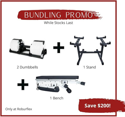 Adjustable Dumbbell (Single) by ROBURFLEX for Workout Strength Training Fitness Home Gym
