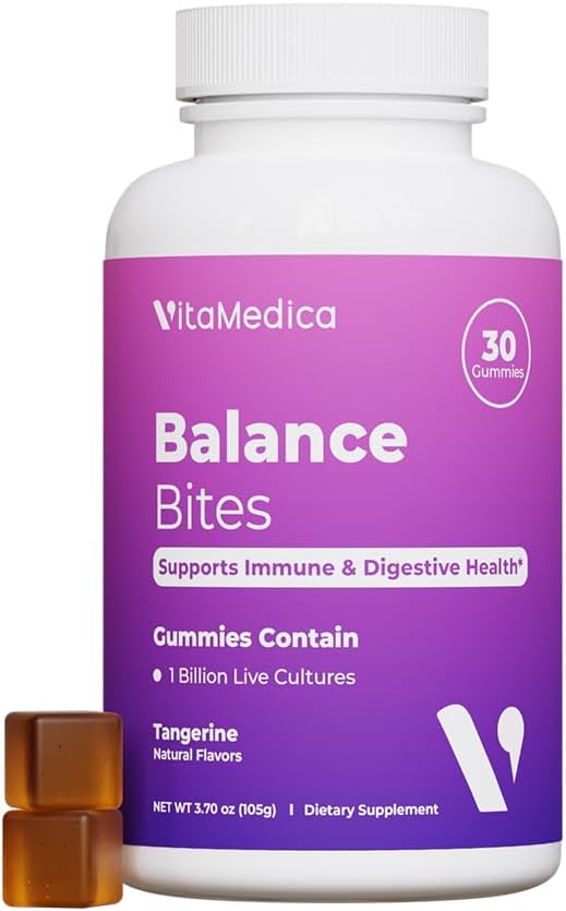 VitaMedica Balance Bites - Probiotic Gummies for Digestive Support, Immune & Gut Health - 1 Billion CFU No Refrigeration Required - 30 Gummies