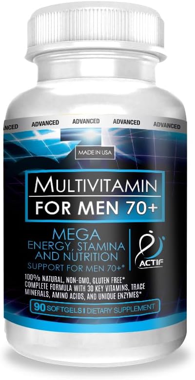 ACTIF Multivitamin for Men Age 70+ with 30 Advanced Factors – Non GMO, Made in USA, 90 Count