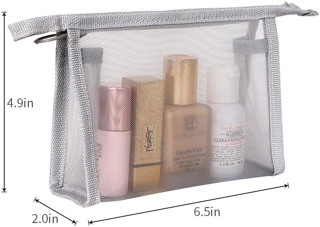 fashion portable cosmetic bag,Visible large capacity Nylon storage bag, for Business Travel bath, Unisex (mixed colors 3pcs set) (mixed colors whole mesh triangle zippered cosmetic bag)