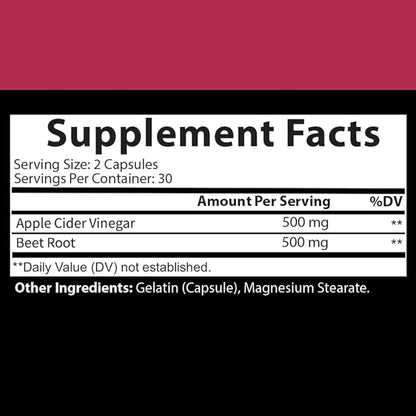 Angry Supplements Apple Cider Vinegar + Beet Root Powder Capsules, Pure ACV Beetroot 1000mg per Serving, Nitric Oxide Booster & Digestive Health for Men and Women 60ct, 2 Pack (120ct Total)