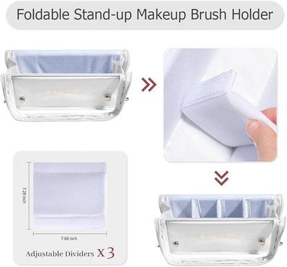 ROWNYEON Clear Makeup Case Toiletry Bag Multipurpose Travel Makeup Train Case Portable Cosmetic Organizer Transparent Storage Bag