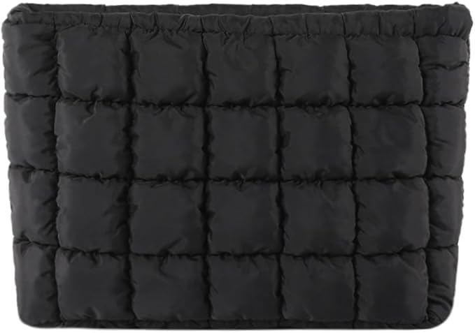 Puffy Quilted Makeup Bag Cosmetic Bags Travel Cute Puffer Solid Toiletry Organizer Pouch Storage Clutch for Women