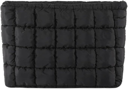 Puffy Quilted Makeup Bag Cosmetic Bags Travel Cute Puffer Solid Toiletry Organizer Pouch Storage Clutch for Women