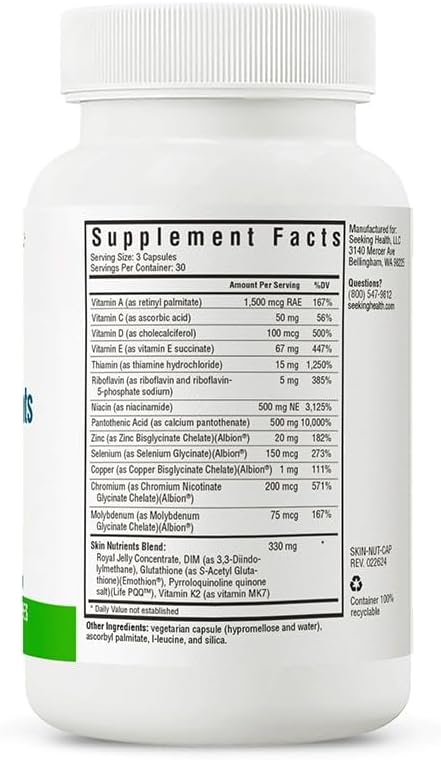Seeking Health Skin Nutrients, with Vitamins A and E, Antioxidant Support, Royal Jelly, Multivitamin Support for Healthy Skin (90 Capsules)*
