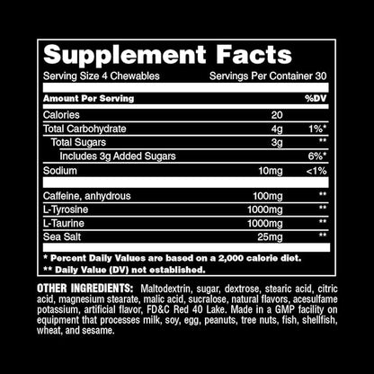 Animal Energy Chews, Fast Acting Energy with Caffeine, Nootropics and Sea Salt for Focus and Pre Workout - Convenient and Delicious Chews Format - Pom-Berry