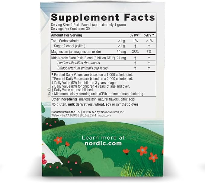 Nordic Naturals Kids Probiotic Pixies, Mixed Berry - 30 Packets - 3 Billion CFU - Digestive Wellness, Immune Support - Non-GMO, Vegan - 30 Servings