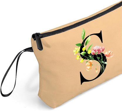 SEAMOON Women Birthday Unique Bride to be Bridal Shower Initial Gifts for Mom Sister Friend Her Teacher Aunt Makeup Cosmetic Bag with Mirror Mothers Day Christmas Graduation S