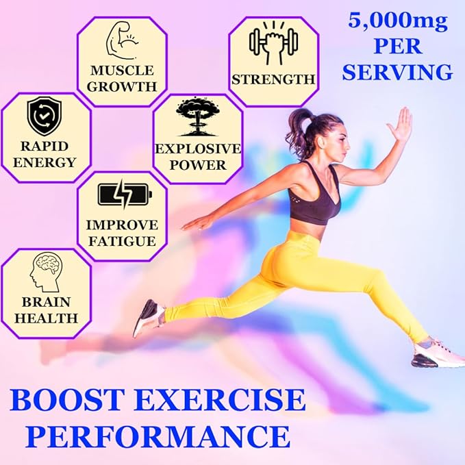 Creatine Monohydrate Gummies for Men & Women 5000mg - Quick Muscle Growth, Endurance Support - Power Boost For Strength, Energy, Performance & Recovery - Chewable Pre Workout Supplement (Strawberry)