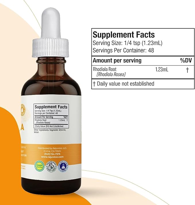 Active Rhodiola - Rhodiola Root Extract with Natural Occuring Rosavins, Liquid Delivery for Better Absorption - Supports Energy Levels and Stress Relief