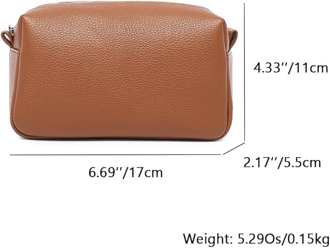 PU leather Organizer Bag Lightweight Cosmetic Bag with Ring Clasp Perfect Travel Makeup Bag for Women (Saddle Brown/PU)