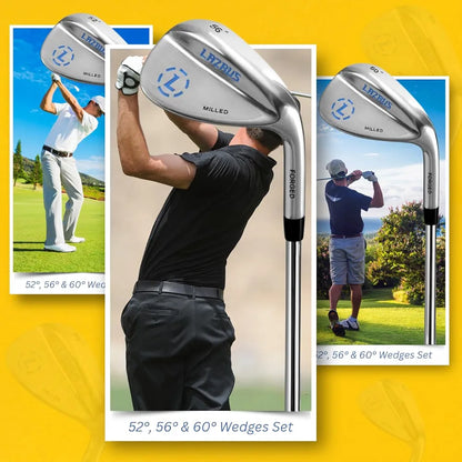 LAZRUS Premium Forged Golf Wedge Set for Men - 52, 56, 60 Degree Wedges + Milled Face for More Spin - Great Golf Gift