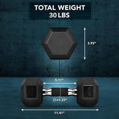 Yes4All 5-30 LBS Pair Rubber Encased Exercise &