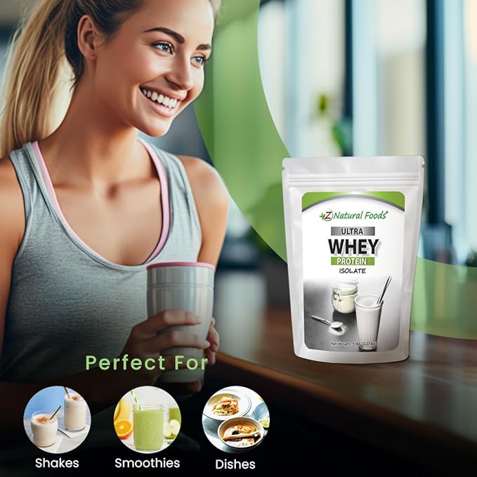 Z Natural Foods Ultra Whey Protein Isolate Powder - Pure, Unflavored, Unsweetened Whey Protein Powder - Flavorless Whey Isolate with Vital Proteins for Fitness, Sports Nutrition, Immune Support, 5 lb