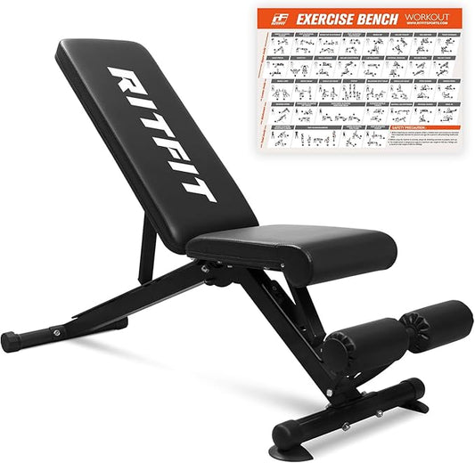 RitFit Adjustable/Foldable Utility Weight Bench for Home Gym 35 Total