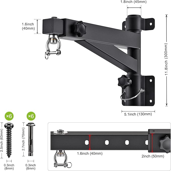 Kipika Heavy Bag Hanger Wall Mount Punching, Rotatable Heavy Duty Boxing Bag Bracket for Home Gym Indoor, Adjustable Length for Kickboxing Bag, Muay Thai Bag,Speed Bag
