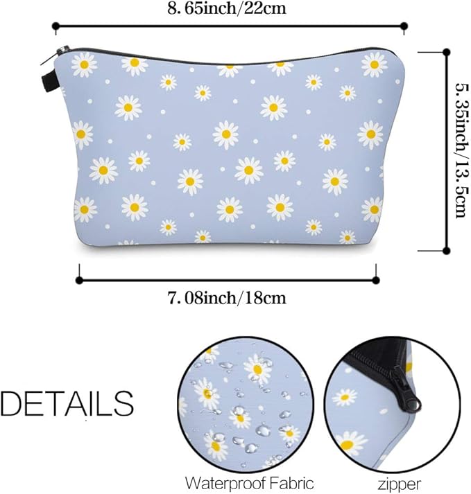 Cute Travel Makeup Bag Cosmetic Bag Small Pouch Gift for Women (Daisy)