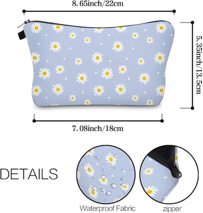 Cute Travel Makeup Bag Cosmetic Bag Small Pouch Gift for Women (Daisy)