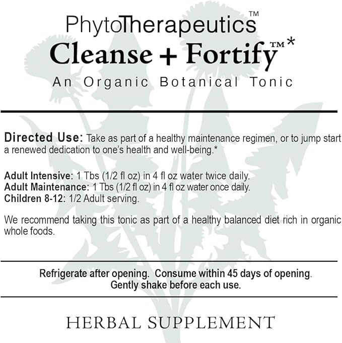 Cleanse + Fortify Organic Liver Detox and Kidney Cleanse with Adaptogens 16 fl oz (32 Servings) USDA Certified Organic
