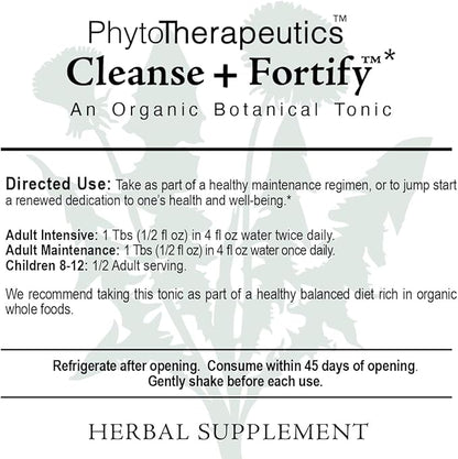 Cleanse + Fortify Organic Liver Detox and Kidney Cleanse with Adaptogens 16 fl oz (32 Servings) USDA Certified Organic