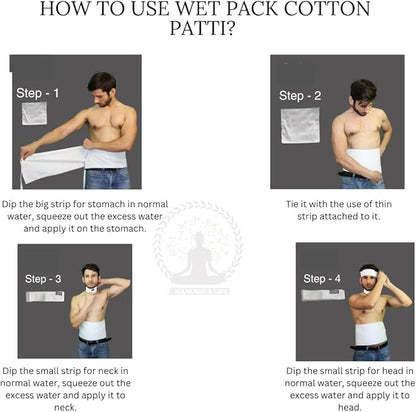 Wet Pack | Satvic Lifestyle | Cotton Patti | Body Detox | Place on Head, Neck, Abdomen | Pain relief | Cloth bag & Manual Included | Pack of 1