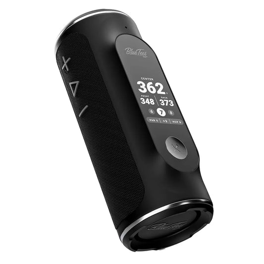 Blue Tees Golf Player+ GPS Speaker with Touch Screen Display, 10+ Hours Battery, 40,000+ Courses, Visual + Audible Distance, Hazard Distance - IPX7 Waterproof 