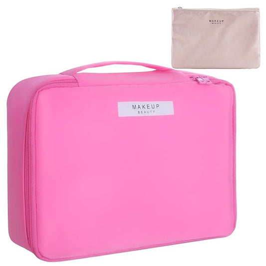 Travel Makeup Bag Cosmetic Bag Makeup Bag Toiletry bag for women and men (Light pink)