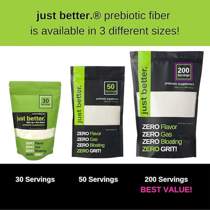Prebiotic Fiber Supplement for a Healthy Gut | Fiber Powder with Zero Grit Zero Taste and No Bloating or Gas | Feel Full Faster | Keto Non-GMO Gluten Free Vegan 50 Servings