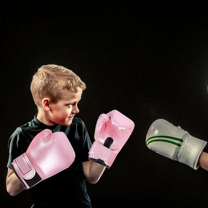 Garneck Kids Boxing Gloves Training Gloves Training Mitts Junior Punch PU Leather Sponge Filled for Toddler and Youth Red