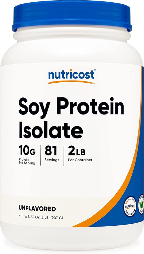 Nutricost Soy Protein Powder, 2 LB Unflavored, 10 Grams of Protein Per Serving, Vegetarian, Non-GMO & Gluten Free