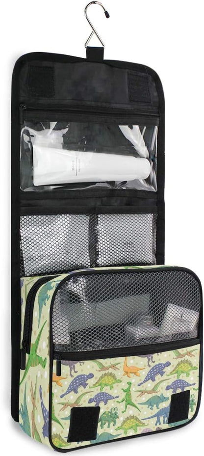 senya Hanging Travel Toiletry Bag Kit Boys Makeup Case Cosmetics Organizer for Men Women (Cute Dinosaur)