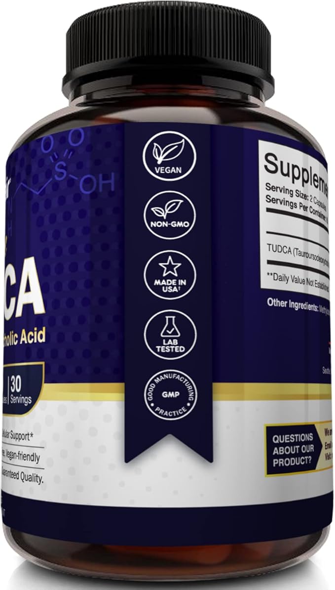 NutriFlair Pure TUDCA 1000mg - Premium Tauroursodeoxycholic Acid Bile Salts, Detox & Cleanse, Non-GMO, Gluten-Free. Liver, Kidney & Gallbladder Support- Made in USA, 60 Capsules